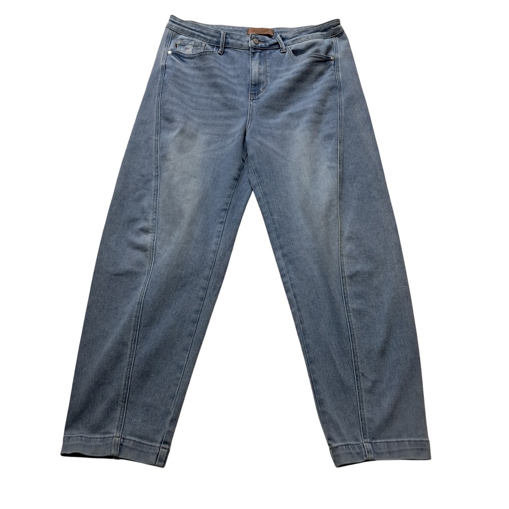 Judy Blue Jeans Women's 15/32 Blue High Waist Side Panel Barrel Leg Light Wash